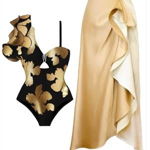 Brand New Never Worn - One Piece Swimsuit and Cover-up Skirt